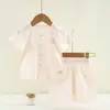 Ropa de Verano para Niños, Conjunto de Shorts de Manga Corta para Bebé, Estilo Delgado, Conjunto de Manga Corta Unisex para Bebé, Sin Costuras, Clase A, 100% Algodón