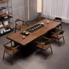 Mesa de té grande nueva de madera maciza estilo chino con hervidor incorporado para sala de estar y oficina en casa, mesa de té nueva moderna y simple