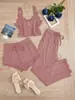 Pijama Popular de Renda Transfronteiriço para Mulheres, Conjunto de Renda de Três Peças, Alças, Shorts, Pijama, Roupa de Casa Sexy para Mulheres