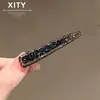 Presilha de Cabelo Elegante Versátil Cinza-Prata com Strass de Alta Qualidade Presilha Reta para Nuca Acessórios Exquisitos de Bico de Pato