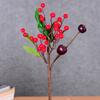 Planta Fruta de 3 Púas Baya Única Manzana Roja Pequeña Rama Decoración Suave Adornos Flor Artificial de Escritorio Hecha a Mano