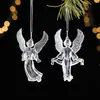 Novas decorações de árvore de Natal, acessórios de acrílico transparente, alces de Natal, anjo, enfeites pendentes de floco de neve, transfronteiriço