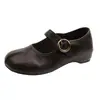 Zapatos versátiles de otoño retro con aumento de altura y punta abierta poco profunda 2026, cómodos zapatos de charol estilo Mary Jane francés para mujer