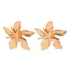 Pendientes de Metal Exagerados con Pliegues Tridimensionales de Flor Dorada Estilo Europeo y Americano Cross-Border Lujo Ligero Pendientes de Hoja Anillo de Moda para Mujer