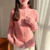 Novo cardigã de tricô estilo coreano com gola de renda, casaco feminino de primavera com botões, atacado feminino 2026 rosa