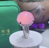 Anel Feminino Calcedônia Verde Gelo Atemporal Ovo de Pombo Moda de Luxo Ágata em Pó Jade Anel Fornecimento para Live
