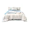 Nuevo Estilo Juego de Cama de Cuatro Piezas de Seda Helada Lavada para Verano, Sensación de Lujo Ligero de Gama Alta, Funda Nórdica, Sábana Plana, Sábana Ajustable, Juego de Cama de Tres Piezas