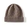 Otoño e Invierno Nuevo Gorro Grueso Cálido de Punto Canalé Punto Trenzado Color Sólido Jacquard Cachemir Protección contra el Frío A prueba de Viento Gorro Turbante