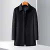 Chaqueta de Cachemira de Alta Gama para Hombre, Seda de Morera Otoño e Invierno de Longitud Media Acolchado Espeso con Relleno de Plumón de Ganso Lana Outwear para Hombre
