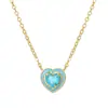 Moda Lujo Ligero Exquisito Chapado en Cobre Oro Real Collar para Mujer Combinación Perfecta Personalizado Cadena Sencilla para Clavícula Moderna Colgante de Amor con Circonita para Mujer