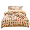 Colcha de leite veludo com ponto triangular de borda em concha espessada, conjunto de quatro peças estampado, roupa de cama fofa de desenho animado