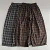 Pantalones casuales de cuadros retro con cordones, nuevos pantalones cortos de otoño, pantalones holgados versátiles de cintura elástica para mujer, estilo coreano para el día a día
