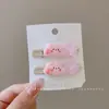 Presilha de Cabelo com Franja Doce Rosa, Acessório de Cabelo Feminino, Presilha Bico de Pato, Grampo de Cabelo Coração de Celebridade da Internet, Presilha de Cabelo Fofa, Acessório de Cabelo