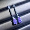 Suministro Directo de Joyería Aretes con Incrustaciones de Amatista Natural en Forma de Gota de Agua y Pera Aretes de Zirconia Super Brillante