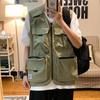 Chaleco de Trabajo para Hombre con Múltiples Bolsillos Estilo Coreano Moderno Ins Top de Verano sin Mangas con Diseño de Múltiples Bolsillos