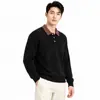 Suéter Polo de Punto Relajado Estilo Italiano para Hombre Cuello Vertical de Canalé Manga Larga Top Capa Base Casual para Hombre