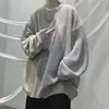 Suéter de gola redonda masculino inverno novo estilo americano marca da moda suéter jaqueta design senso nicho costura contraste cor suéter de malha