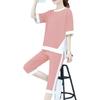 65% Algodão Estação Europeia Casual Roupa Esportiva Conjunto para Mulheres Transfronteiriço Estilo Coreano Verão Calça Cropped Manga Curta Moda Conjunto de Duas Peças