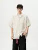 Camisa de Manga Curta com Gola Cubana e Teia de Aranha Americana para Homens e Mulheres Verão Cleanfit Design Vazado Roupa de Meia-Manga para Casal