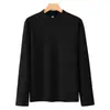 Camiseta térmica de manga larga de doble cara cepillada con cuello medio para hombre, nueva capa interior térmica de otoño e invierno