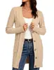 Exportação Transfronteiriça Amazon Outono e Inverno Novo Suéter Tricotado Longo Torcido Cardigan Jaqueta Feminina Cor Pura Botão Bolso