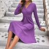 Vestido Casual Cruzado para Mujer Primavera y Verano Estilo Japonés y Coreano Cuello en V Sexy Color Sólido con Vuelo Venta Directa de Fabricante en Stock