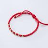 Pulsera de cuerda roja con cuatro trenzas y cuentas de oro bañadas en plata S925 para mujer, joyería artesanal al por mayor C0324