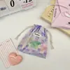 34225 Bolsa de Armazenamento com Cordão Floral Pequeno Pastoral Cosméticos Portátil Batom Organizador de Viagem
