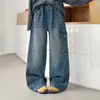 Jeans de Dobladillo Curvo para Niñas Primavera 2026 Pantalones Nuevos Elegantes y Modernos para Niños, Pantalones de Pierna Recta para Niñas Mayores