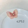 Parche de Mariposa Bordado con Perlas de 5 cm Mariposa de Tul Tricolor Estilo Antiguo Pasador de Pelo Accesorio para el Cabello Parche de Tela Decoración Hanfu