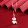 Collar Colgante de Muñeca de Dibujos Animados 3D con Lazo de Plata Pura 999, Varios Estilos, Cadena Fina Bicolor Oro y Plata Joyería para Clavícula