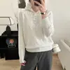 Tejido de Punto con Capucha de Encaje para Mujer 2025 Nuevo Diseño Estilo Coreano Diseño de Tejido de Punto Fino Top