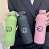 Novo redondo smiley face copo thermos copo frio ins, copo térmico coreano simples aço inoxidável garrafa de copo térmico