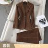 Jaqueta Vinho Manga Longa Gola Pequena Terno Feminino Calça Outono e Inverno Novo Profissional Casual Conjunto de Duas Peças Roupa de Trabalho