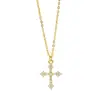 Colar Cruz Zircônia Brilhante Exquisito Lindo Gargantilha Doce Cool Estilo Garota Popular Corrente para Clavícula Retangular cravejada de Diamantes ins
