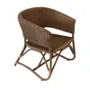 Silla de Ratán Natural Real Hecha a Mano Estilo Wabi-Sabi para Hogar Balcón Ocio Silla Individual Hotel B&B Silla de Ratán con Respaldo