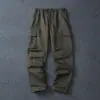 Pantalones de Hombre de Algodón Puro Casual Ropa de Trabajo Ropa para Exteriores Resistentes al Desgaste Rectos Holgados Primavera y Otoño Gruesos con Múltiples Bolsillos