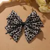 Otoño e Invierno Retro Floral Estampado de Leopardo Cinta Lazo de Satén Clip DIY Coleta de Mujer Goma para el Cabello Tocado Accesorios para Ropa