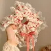 2026 Novo Estilo Estilo Floresta Elástico Alto Prendedor de Cabelo com Laço Preguiçoso, Corda de Cabelo para Rabo de Cavalo em Tecido de Renda para Mulheres