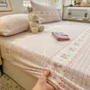 Sábana de terciopelo de leche engrosada con temática de dibujos animados, pieza individual, funda de sábana para cama infantil forrada de forro polar de invierno, protector de colchón cálido, juego de tres piezas
