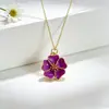Collar con Colgante de Flor de Esmalte Estilo Lujo Ligero Conservación del Color Chapado en Cobre para Mujer, Colgante de Pétalo de Flor de Esmalte de Moda