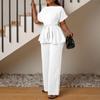 Conjunto Feminino Europeu e Americano Transfronteiriço Verão 2024 Cor Sólida Top de Alça Calça Wide Leg de Cintura Alta Moda Casual Comércio Exterior Tendência