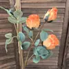 Nuevos Adornos de Decoración para el Hogar de Celebridades de Internet de Rosa de Jamaica con 4 Cabezas Bordes Tostados al Fuego Rosas Materiales Florales de Exportación