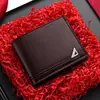 Nueva Cartera para Hombre, Cartera Corta, Cartera Horizontal de Negocios Casual para Hombres Jóvenes, Moderna Cartera de Cuero Suave de Gran Capacidad