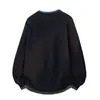Suéter Pulóver de Punto para Hombre Otoño Invierno Bloque de Color Falso Dos Piezas Cuello Redondo Moda Juvenil Holgado Casual Capa Base de Punto