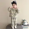 Pijama de franela para niñas, engrosado y con forro polar para otoño e invierno, conjunto infantil de forro polar coral con cálida cremallera y ropa de estar cómoda