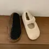 Aumento de 5cm na Altura Interna! Sapatos de Pelúcia de Batata Pequena Macios e Fofos com Lã, Sapatos Mary Jane, Sapatos Birkenstock para Mulheres, Sapatos de Algodão Quentes com Sola Grossa de Inverno