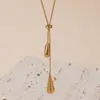 Lele Jewelry Nuevo Colgante de Gota de Agua Europeo y Americano Collar de Tirar de Acero de Titanio Juego de Aretes Conjunto Largo Personalizado Decoración