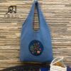 Bolsa de ombro de crochê feita à mão transfronteiriça da Amazon, bolsa de compras de tricô bordada à mão, série Mori girl de lã tecida para mulheres
