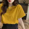 Camiseta de Manga Corta de Algodón para Mujer, Estilo Delgado de Verano, Camiseta Casual Europea y Americana, Corte Ajustado, Cuello Redondo, Top con Estampado Ins, Exportación